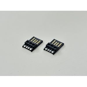 USB 2.0 AM Male Solder Connector with Wide Solder Cup | Black Gold-Plated 15U”