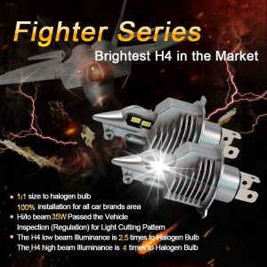 70W Fighter LED Headlight , 3900lm H4 Led Light Bulb For Motorcycle