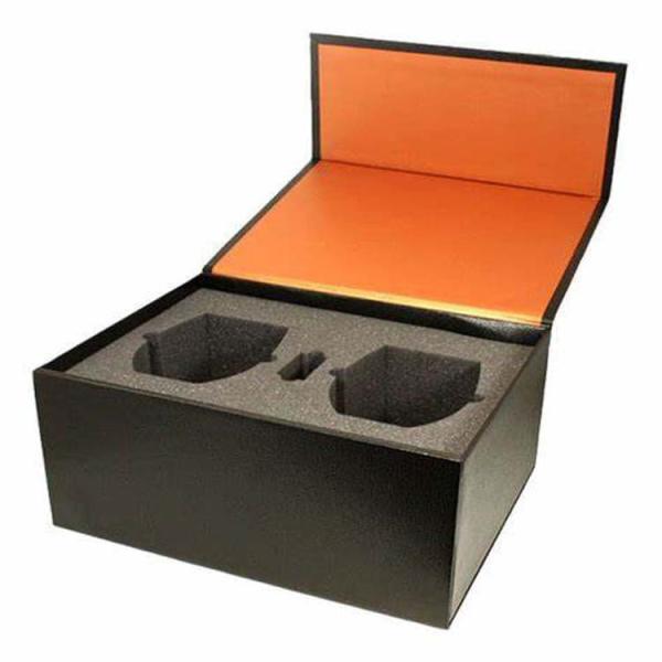 Quality electronic clock packaging hinged gift box  two watches book shape gift box with foam wholesale