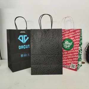 Cheap weed Flower Paper Shopping Bag Flat Bottom Packaging Bag With Handle for sale