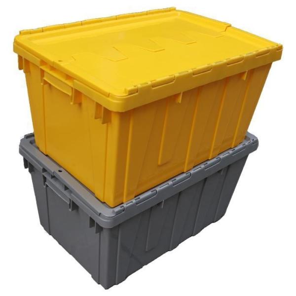 60L Stackable Reusable Plastic Crate with Barcode for Warehouse Logistics