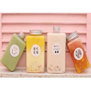 China 8oz Plastic Juice Milk Tea Bottles With Tamper Proof Lid on sale