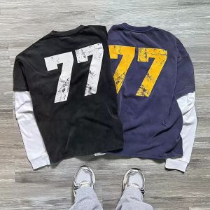 China Custom Double Layer Long Sleeve Tshirt Print Logo Graphic Tee Acid Wash Sun Faded Heavy Cotton OverSized Boxy T Shirts for Men on sale