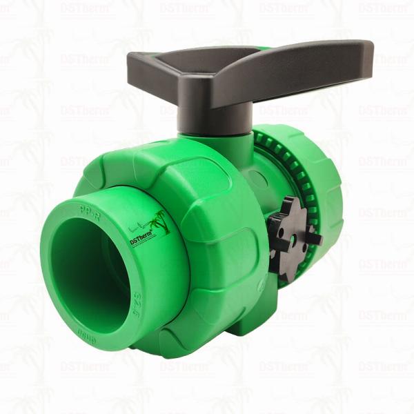 Lock Ball PPR Double Union Ball Valve With Plastic Ball S2.5 20-63MM Customized LOGO
