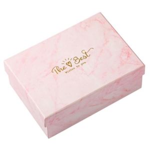 Customizable Marble Pink Multimodal Empty Gift Box With Ribbon Rectangle