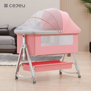 Detachable baby bassinet bedside crib with mosquito net and mattress, Crib