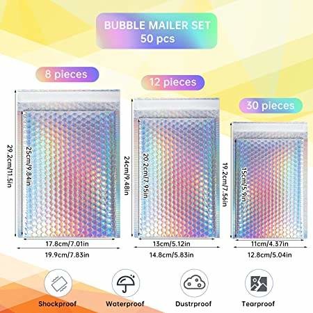 Biodegradable Compostable Shipping Packaging Holographic Metallic Poly Bubble