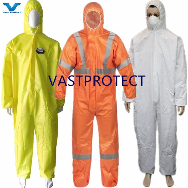 Quality Cat 3 III Type 5 6 Disposable Overalls With Elastic Wrists And Ankles Non Woven SMS wholesale