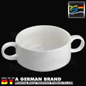 High Temperature Fired Made White Porcelain Cream Soup Bowl with Saucer