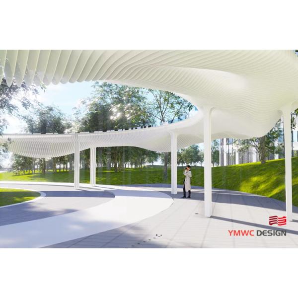 Modern Style White Stainless Steel Art Gallery Steel Structure Sculpture Emberwind Pergola