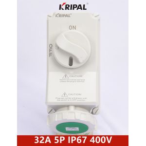 63A 3P IP67 Socket With Switches And Mechanical Interlock IEC standard