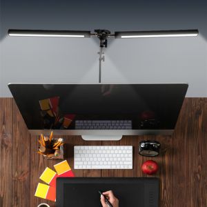 24W Table Lamp with Clamp Folding Swing Arm Double Heads led Desk Lamp