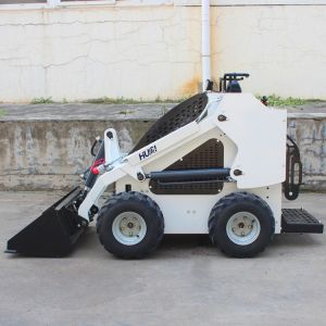 Mini Skid Steer Wheel Loader Stand on Compact Skidsteer for Construction Works