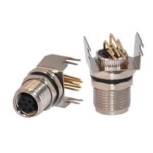 M8 6pins Female 90 Degree 4pins Female Panel Mount Connector Sensor Socket