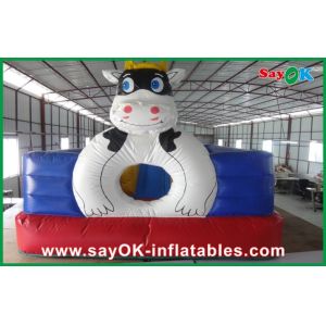 Red / Blue PVC Giant Inflatable Cow Bouncer For Amusement Park
