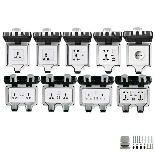 Wall Mounted Power Outlet Socket Outdoor Charging Poles Plastic Switch Box IP66