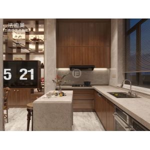 Customizable U Shaped Kitchen Cupboards With Quartz Countertop