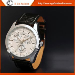 China 024B 3 Subdials Unisex Watch Genuine Leather Strap Quartz Watches for Man Women's Watches on sale