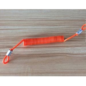 China Plastic simple type orange fashion safety lanyard cable coiled tether spiral with 2loops on sale