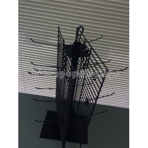 2 Way Rotating Metal Wire Display Shelving Glove Display Stand With Metal Hooks