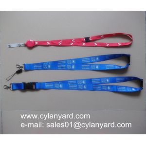 Sublimation transfer print lanyard with plastic breakaway buckle