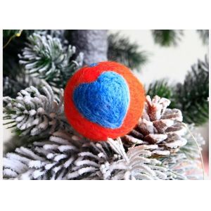Customized Mini Felt Balls , Circle Heart Pattern Coloured Felt Balls