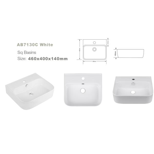 China Suppliers Sanitary Ware Square Shape White Above Counter Basin Bathroom Ceramic Basin With Overflow