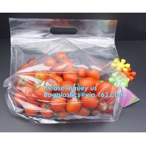 Perforated bag grape bag with air holes, fresh fruit stand up k bag for cherry,