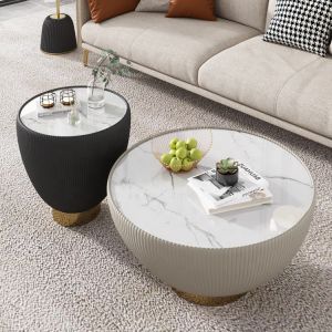 42cm High Marble Topped Pedestal Coffee Table