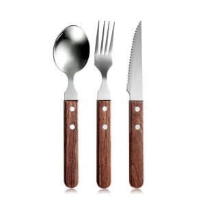 China Stainless Steel Cutlery Set   Flatware Set     Wooden handle flatware on sale