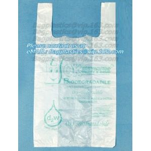China En13432 certified compostable bag on roll, 100% Compostable Vest Carrier Plastic Biodegradable Shopping Bag with EN13432 on sale