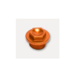 Process oil filler cap with orange anodized finish, Aluminum CNC Motorcycle