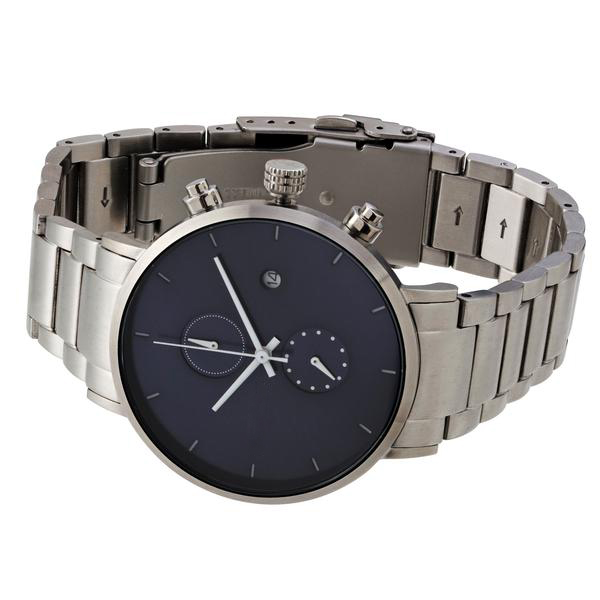 Mens Stainless Steel Watches , 3atm Waterproof Bar Mens Silver Watch With Black Face