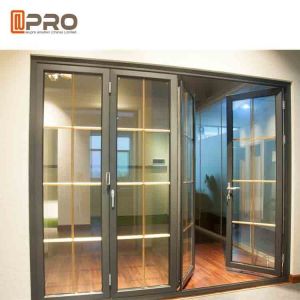 Horizontal Aluminum Folding Doors For Kitchen With Double Tempered Glass folding