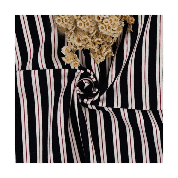 Smooth Soft Double Knit Fabric Breathable Stretch Striped Shirt Material