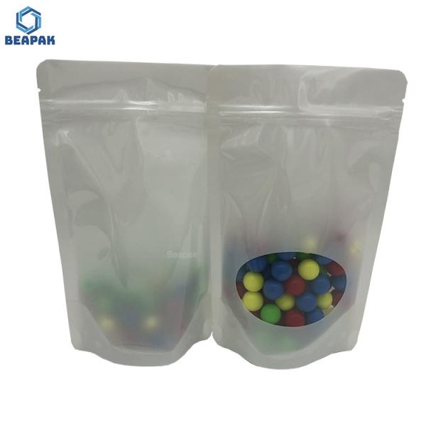Quality Resealable White Zipper PE Glossy Plastic Standing Pouch wholesale