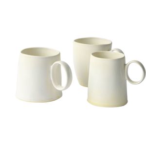 Ivory Reactive 14OZ Custom Ceramic Coffee Mugs Organic Shaped Custom Printed