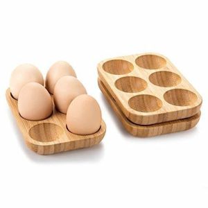 Wood Egg Durable Bamboo Tray Set With 6 Holes