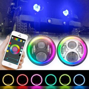 7" JK H1 DRL Halo Fog Lights , RGB Halo Rings For Headlights