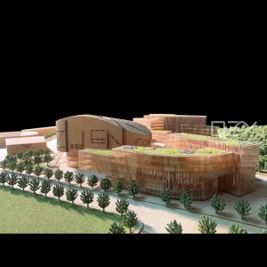 1:500 Scale Wooden School Model Handmade with Laser Cutting for Shenzhen Music