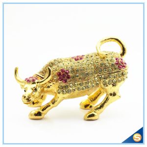 Wall Street Full Of Rhinestone Lucky Cattle Trinket Box Decoration Animal