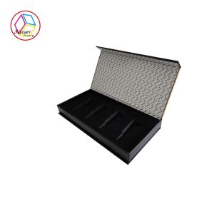 Rectangle Black Printed Cardboard Makeup Box With EVA Insert