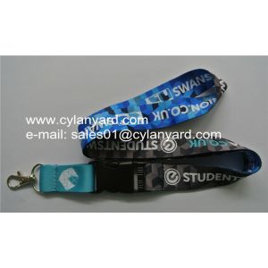 Sublimated neck lanyard with plastic release buckle and swivel clip,