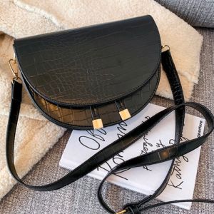 23cm 5cm Semi Circle Crossbody Bag Niche Crocodile Pattern Shoulder Bag