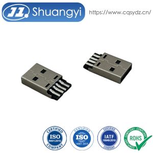 Cheap USB 2.0 AM Male Connector Integrated Solder-Type Housing Black Gold-Plated G/F | Electrical Wire Cable Signal Terminal Connector for Customization for sale