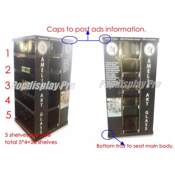 4-way Displaying Floor Cardboard Pallet Stand For Glass Arts Crystal Ball Gifts Holding 4-shelf Each Side