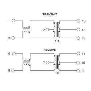 H1183NL , H1183 , H1183NLT 10/100Base-T SMD 1-Port Transformer 1:1/1:1 1500Vrms
