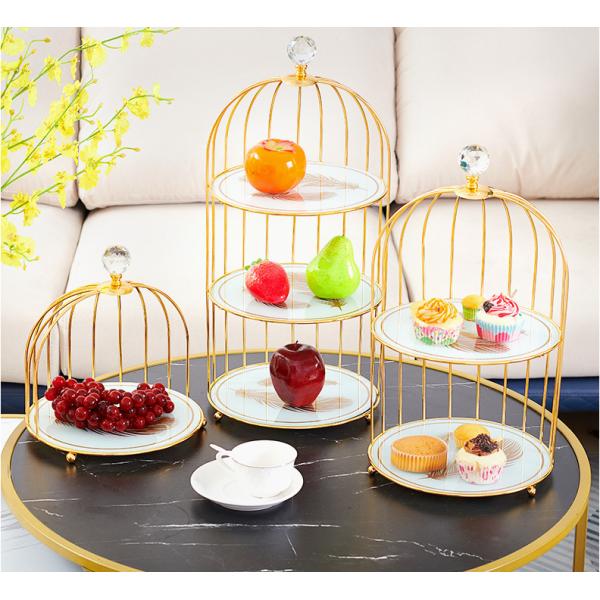 55.5cm Height Electroplating 3 Tier Wire Fruit Basket