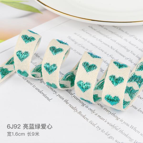16mm*9m Heart Pattern Jacquard Cotton Ribbon For Clothing Accessories