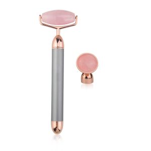 China USB Electric Rose Quartz Face Jade Rollers Vibrating Detachable on sale